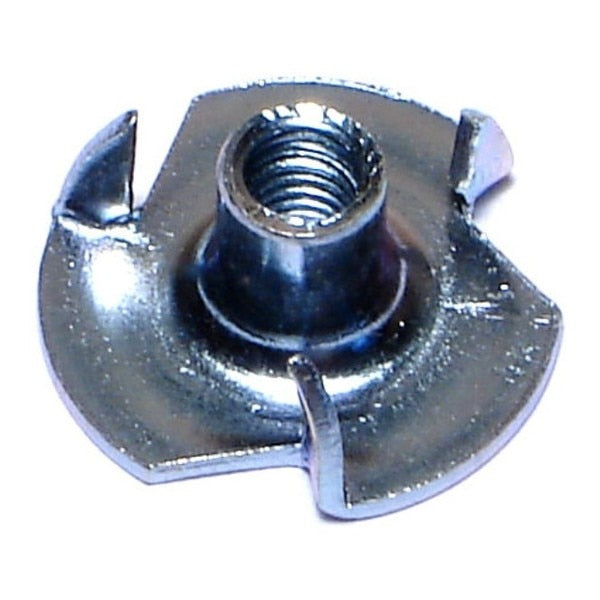 T-Nut,  3 Prongs,  #10-32,  Steel,  Zinc Plated,  100 PK