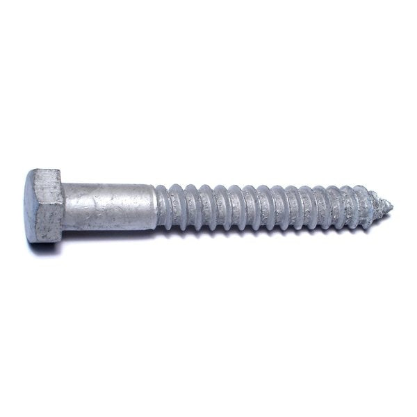 Lag Screw,  1/2 in,  4 in,  Steel,  Hot Dipped Galvanized Hex Hex Drive,  25 PK