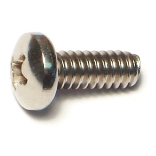 #10-24 x 1/2 in Phillips Pan Machine Screw,  Plain Stainless Steel,  100 PK