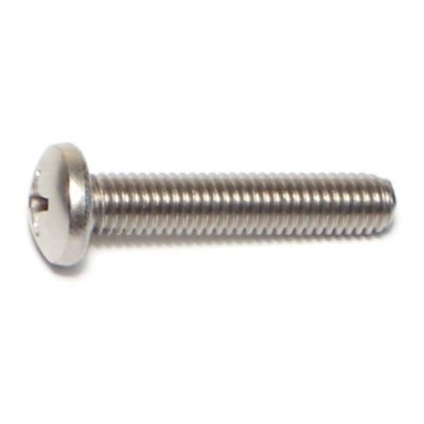#10-32 x 1 in Phillips Pan Machine Screw,  Plain 18-8 Stainless Steel,  100 PK