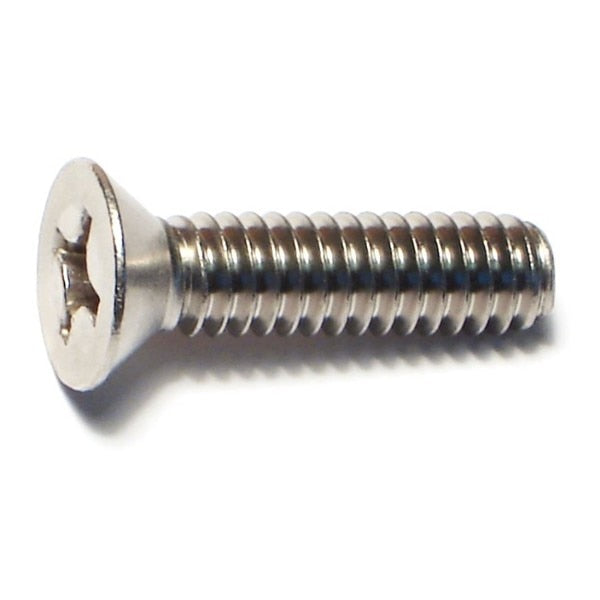 1/4"-20 x 1 in Phillips Flat Machine Screw,  Plain Stainless Steel,  100 PK