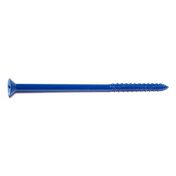 Masonry Screw,  1/4" Dia.,  Flat,  5 in L,  Steel Blue Ruspert,  100 PK