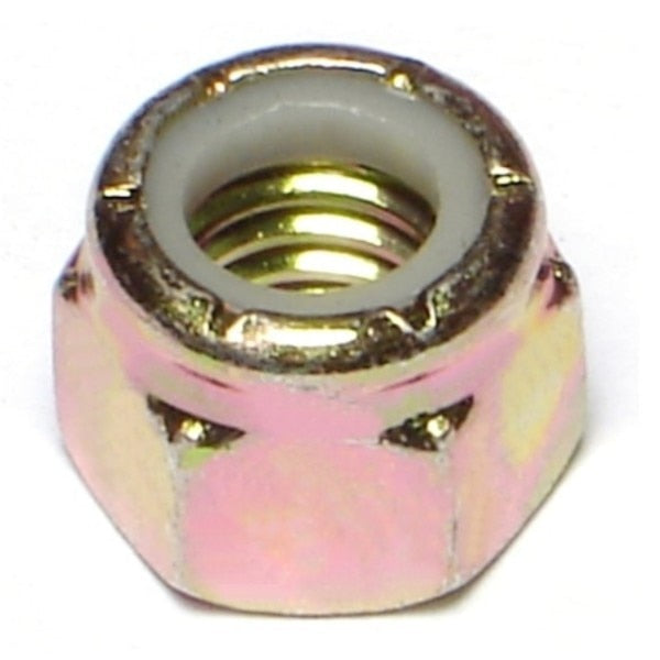 Nylon Insert Lock Nut,  3/8"-16,  Steel,  Grade 8,  Yellow Zinc,  50 PK