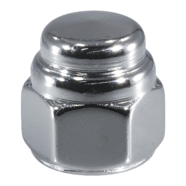 Flattened Head Cap Nut,  7/16"-14,  Steel,  Chrome Plated,  10 PK