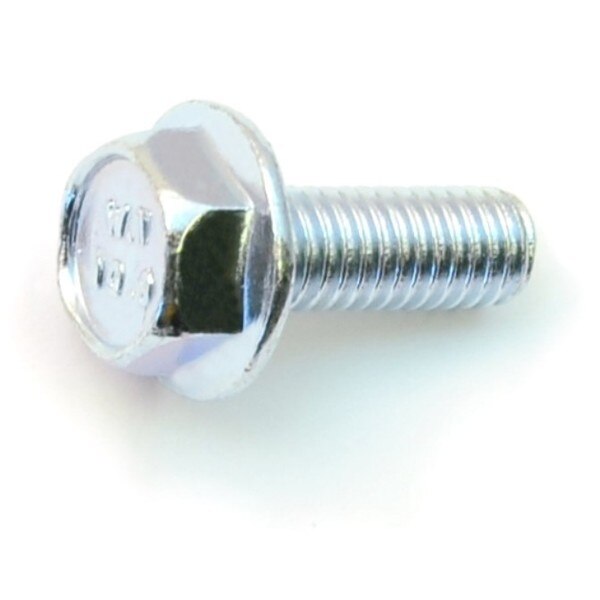 M6-1.00 Flange Bolt,  Zinc Plated Steel,  16 mm L,  10 PK
