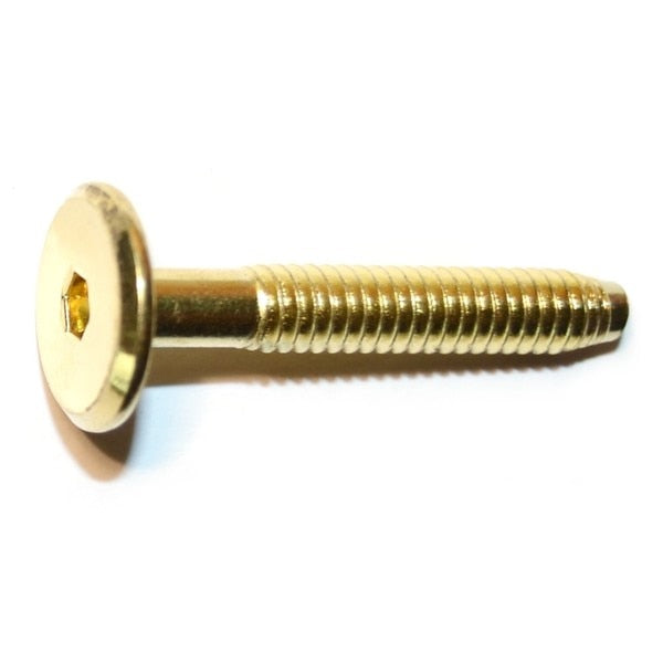 1/4"-20 x 1.57" Brass Plated Steel Coarse Thread Joint Connector Bolts 10PK