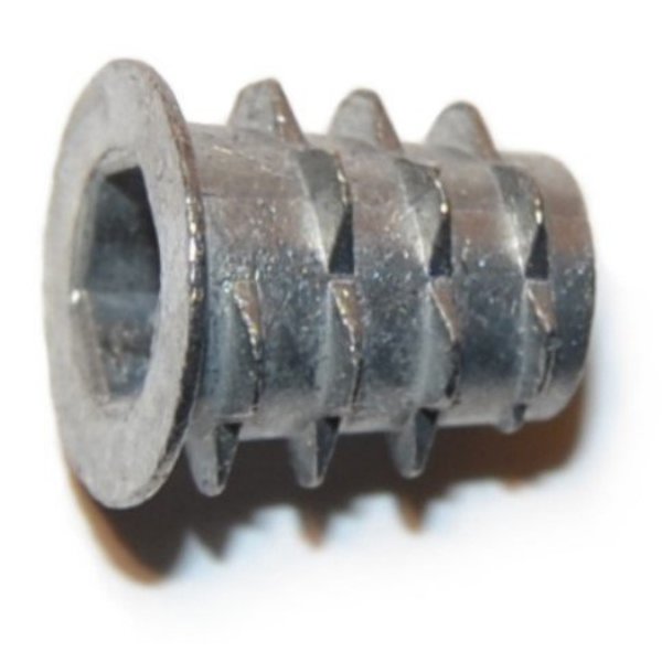 Hex Drive Threaded Insert,  M6 Int Thrd Sz,  13 mm L,  Zinc Alloy,  Brass,  20 PK