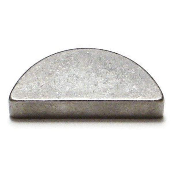 Woodruff Key,  6 x 11 mm Key Size,  Steel Zinc,  4 PK