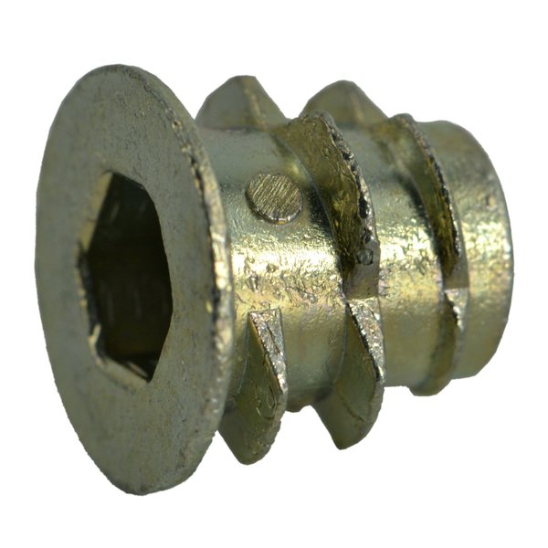 Hex Drive Threaded Insert,  M5-0.80 Int Thrd Sz,  10 mm L,  Zinc Alloy,  12 PK