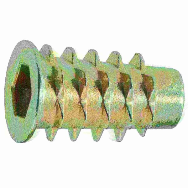 Hex Drive Threaded Insert,  M6-1.00 Int Thrd Sz,  20 mm L,  Zinc Alloy,  5 PK