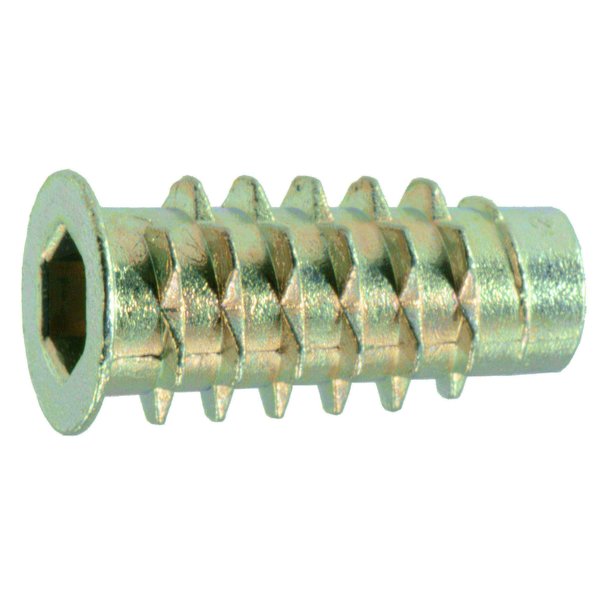 Hex Drive Threaded Insert,  M6-1.00 Int Thrd Sz,  25 mm L,  Zinc Alloy,  4 PK