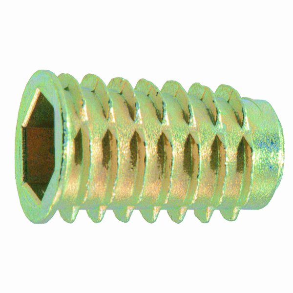 Hex Drive Threaded Insert,  M10-1.50 Int Thrd Sz,  25 mm L,  Zinc Alloy,  2 PK