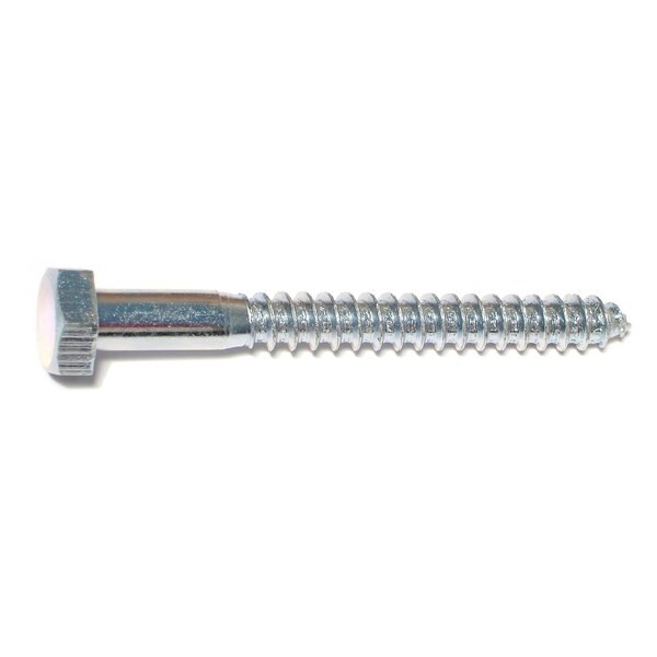 Lag Screw,  5/16 in,  3 in,  Steel,  Zinc Plated Hex Hex Drive,  12 PK