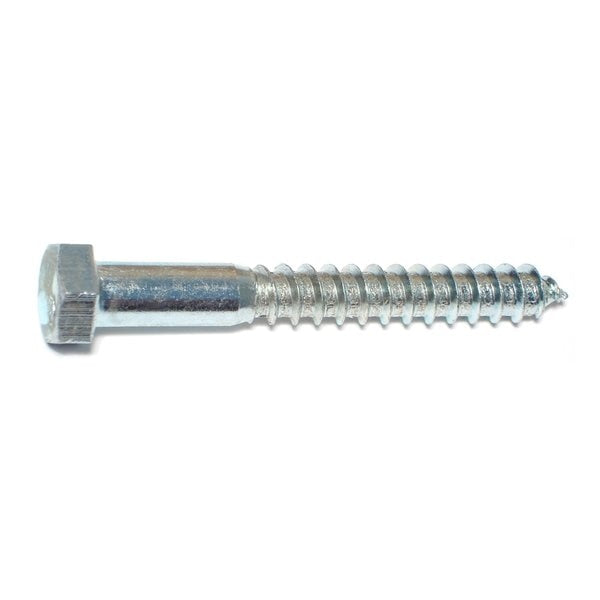 Lag Screw,  3/8 in,  3 in,  Steel,  Zinc Plated Hex Hex Drive,  12 PK