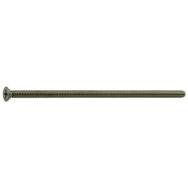 #10-24 x 5 in Phillips Flat Machine Screw,  Plain Stainless Steel,  6 PK