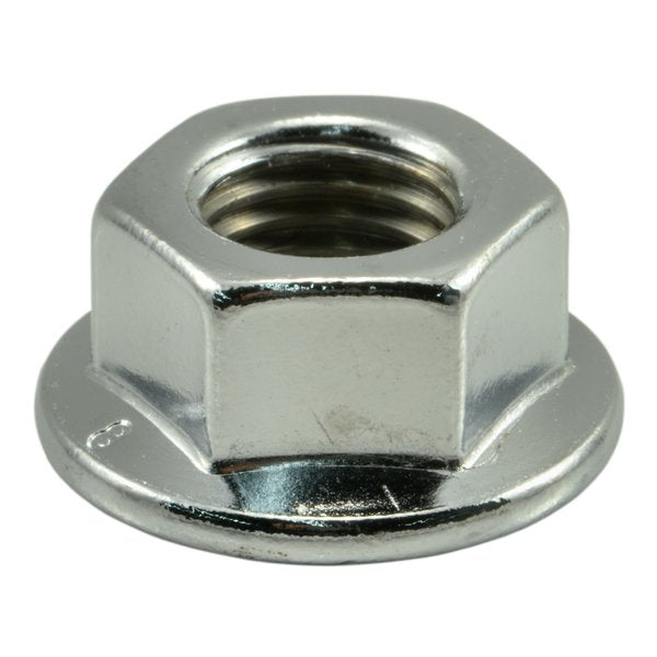 Flange Nut,  M10-1.25,  Steel,  Chrome Plated,  5 PK