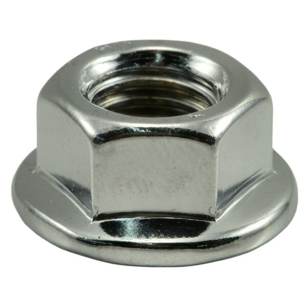 Flange Nut,  M10-1.50,  Steel,  Chrome Plated,  5 PK