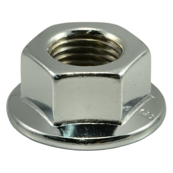 Flange Nut,  M12-1.25,  Steel,  Chrome Plated,  4 PK