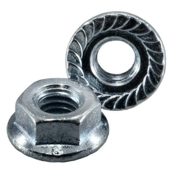 Flange Nut,  M6-1.00,  Steel,  Class 8,  Zinc Plated,  12 PK
