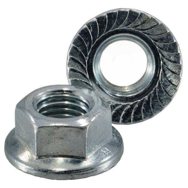 Flange Nut,  M20-2.50,  Steel,  Class 8,  Zinc Plated,  2 PK