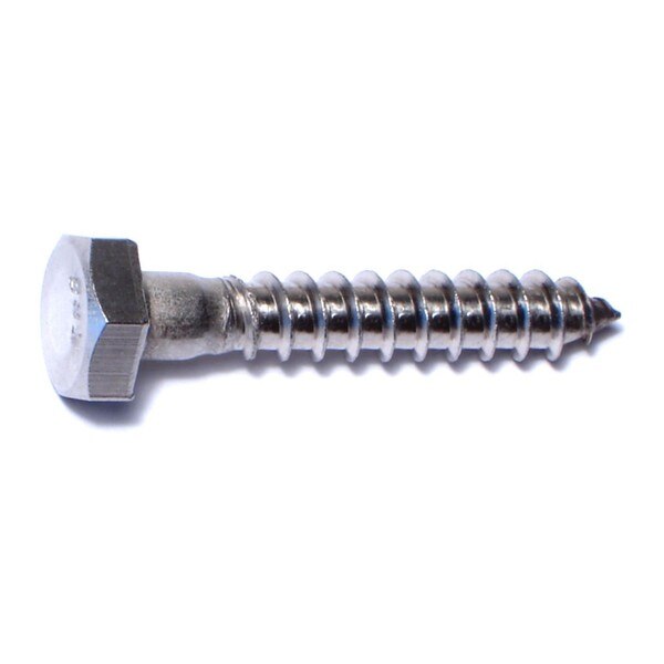 Lag Screw,  1/4 in,  1-1/2 in,  Stainless Steel,  Hex Hex Drive,  50 PK
