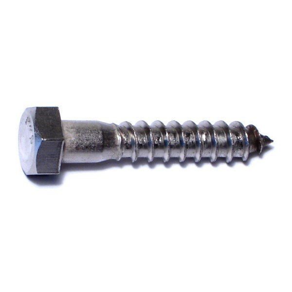 Lag Screw,  3/8 in,  2 in,  Stainless Steel,  Hex Hex Drive,  25 PK