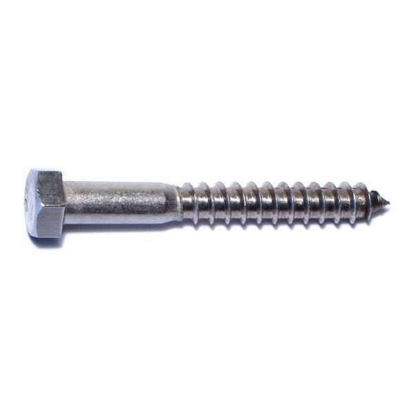Lag Screw,  3/8 in,  3 in,  Stainless Steel,  Hex Hex Drive,  25 PK