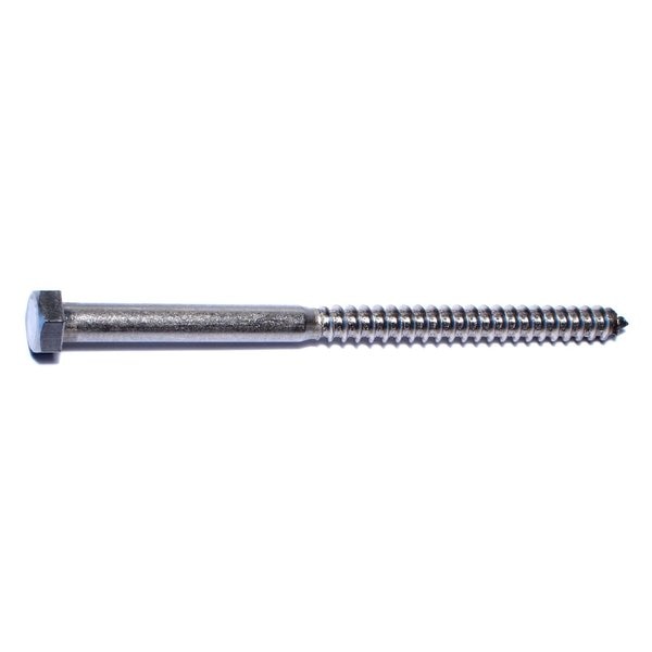 Lag Screw,  3/8 in,  6 in,  Stainless Steel,  Hex Hex Drive,  25 PK