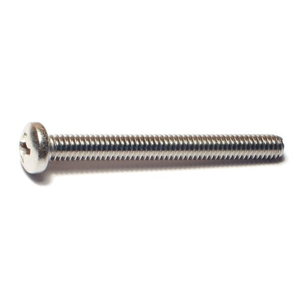 1/4"-20 x 2-1/2 in Phillips Pan Machine Screw,  Plain Stainless Steel,  50 PK