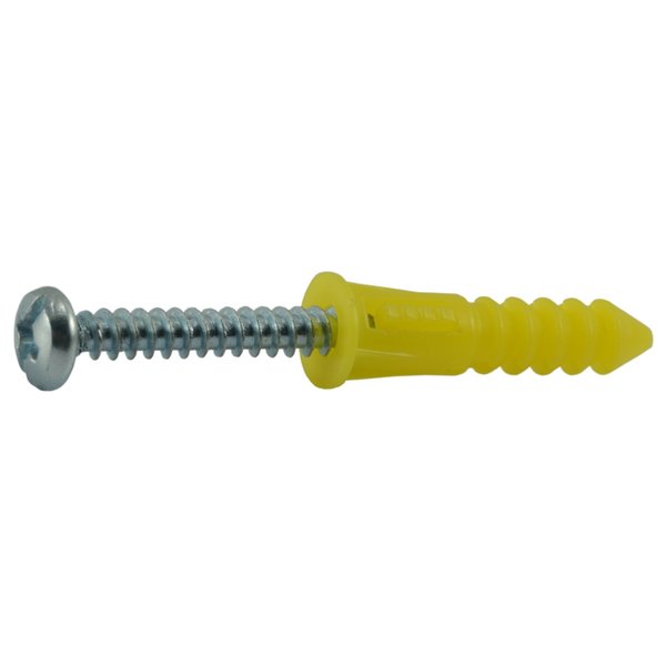 #4,  #6,  and #8 Pan Head Ribbed Plastic Anchors with Screws 100PK