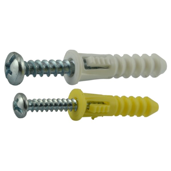 #6 to #12 Pan Head Ribbed Plastic Anchor Kit with Screws 100PK