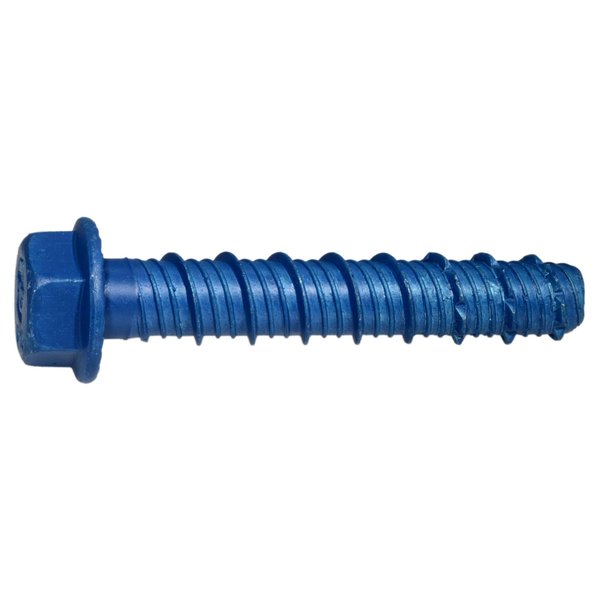 Masonry Screw,  1/2" Dia.,  Hex,  3 in L,  Steel Blue Ruspert,  25 PK