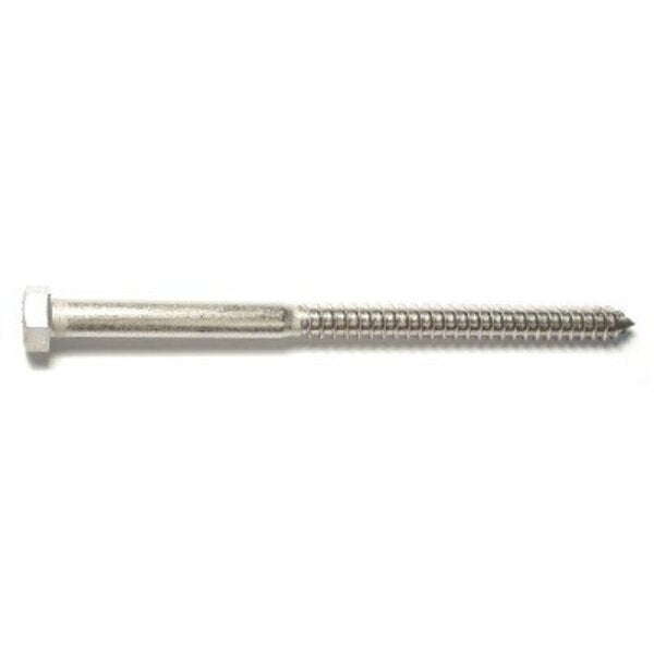 Lag Screw,  1/2 in,  8 in,  Stainless Steel,  Hex Hex Drive,  5 PK