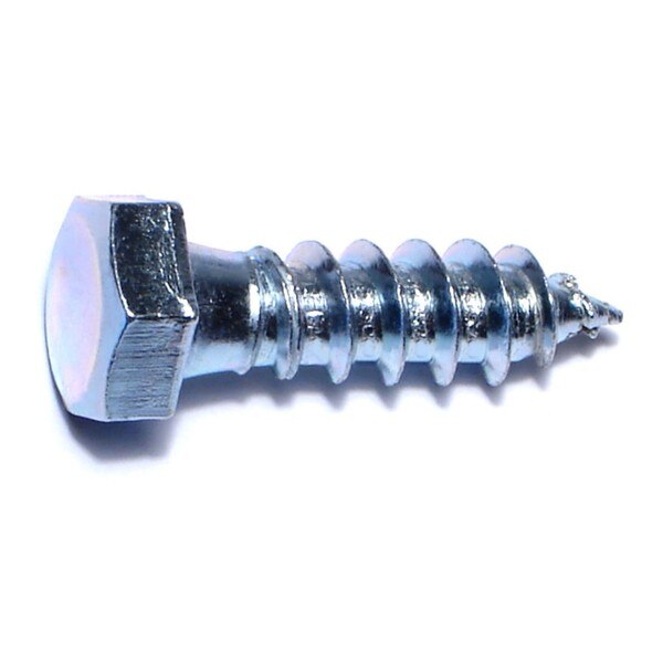Lag Screw,  3/8 in,  1-1/4 in,  Steel,  Zinc Plated Hex Hex Drive,  100 PK