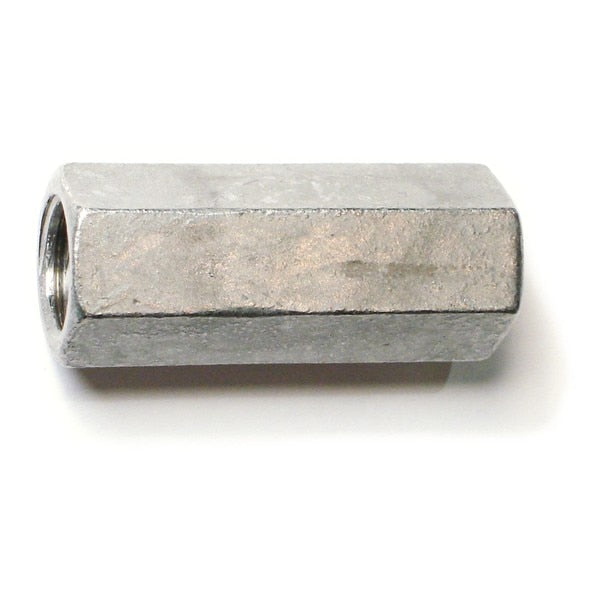 Coupling Nut,  5/8"-11,  Steel,  Hot Dipped Galvanized,  2-1/8 in Lg,  10 PK