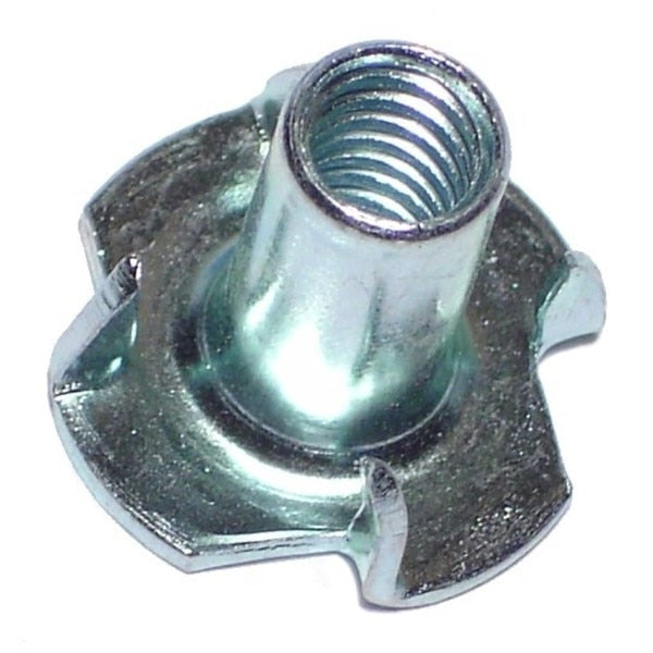 T-Nut,  3 Prongs,  1/4"-20,  Steel,  Zinc Plated,  9/16 in Barrel Ht,  14 PK