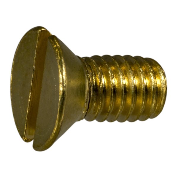 #10-24 x 3/8 in Slotted Flat Machine Screw,  Plain Brass,  30 PK