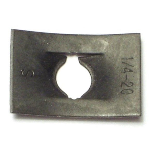 Spring Nut,  1/4"-20,  Flat Shape,  Steel,  Zinc Plated Finish,  60 PK