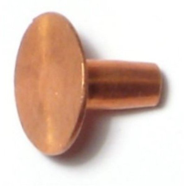 Solid Rivet,  Countersunk Head,  .47 in Dia.,  3/8 in L,  Copper Body,  64 PK