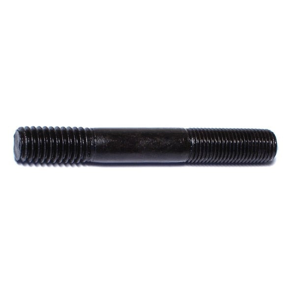 Double-End Threaded Stud, 3/8"-16Thread to3/8"-24Thread, 2 3/4 in, Steel, Zinc Plated, 4 PK