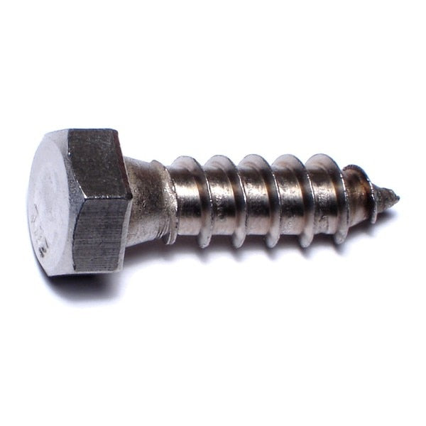 Lag Screw,  3/8 in,  1-1/4 in,  Stainless Steel,  Hex Hex Drive,  5 PK