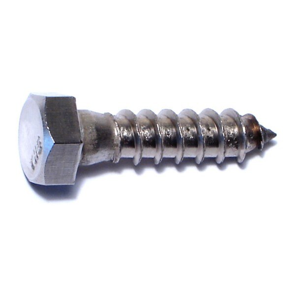 Lag Screw,  3/8 in,  1-1/2 in,  Stainless Steel,  Hex Hex Drive,  5 PK
