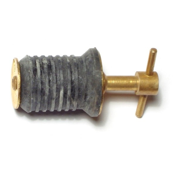 3/4" to 1" Brass T-Handle Rubber Drain Plugs 4PK