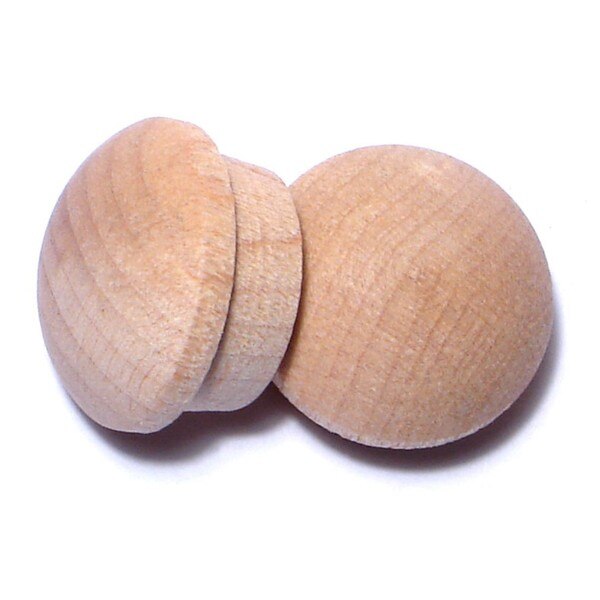 1/2" Birch Wood Round Head Screw Hole Buttons 30PK