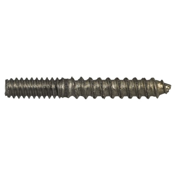Hanger Bolt,  #6 Thread to #6-32 Thread,  1 in,  Steel,  Plain Finish,  20 PK