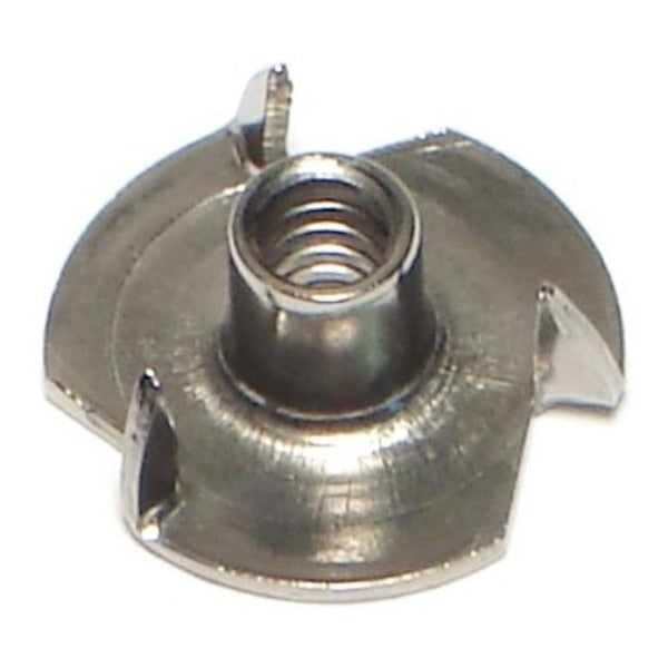 T-Nut,  3 Prongs,  #10-24,  18-8 Stainless Steel,  9/32 in Barrel Ht,  10 PK