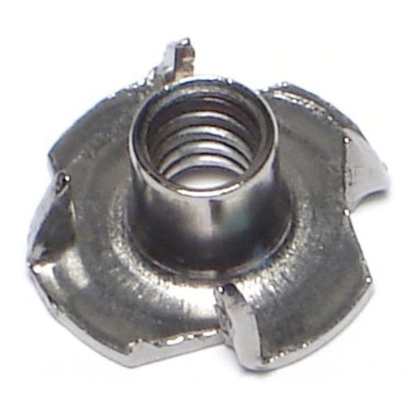 T-Nut,  3 Prongs,  1/4"-20,  18-8 Stainless Steel,  5/16 in Barrel Ht,  10 PK