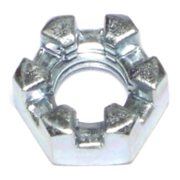 7/16"-14 Zinc Plated Steel Coarse Thread Slotted Hex Nuts 8PK