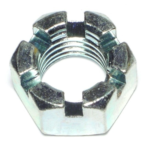 7/8"-9 Zinc Plated Steel Coarse Thread Slotted Hex Nuts 3PK