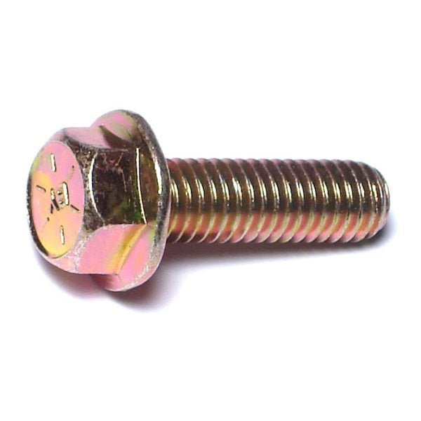Grade 8,  3/8"-16 Flange Bolt,  Zinc Yellow Steel,  1-1/4 in L,  4 PK